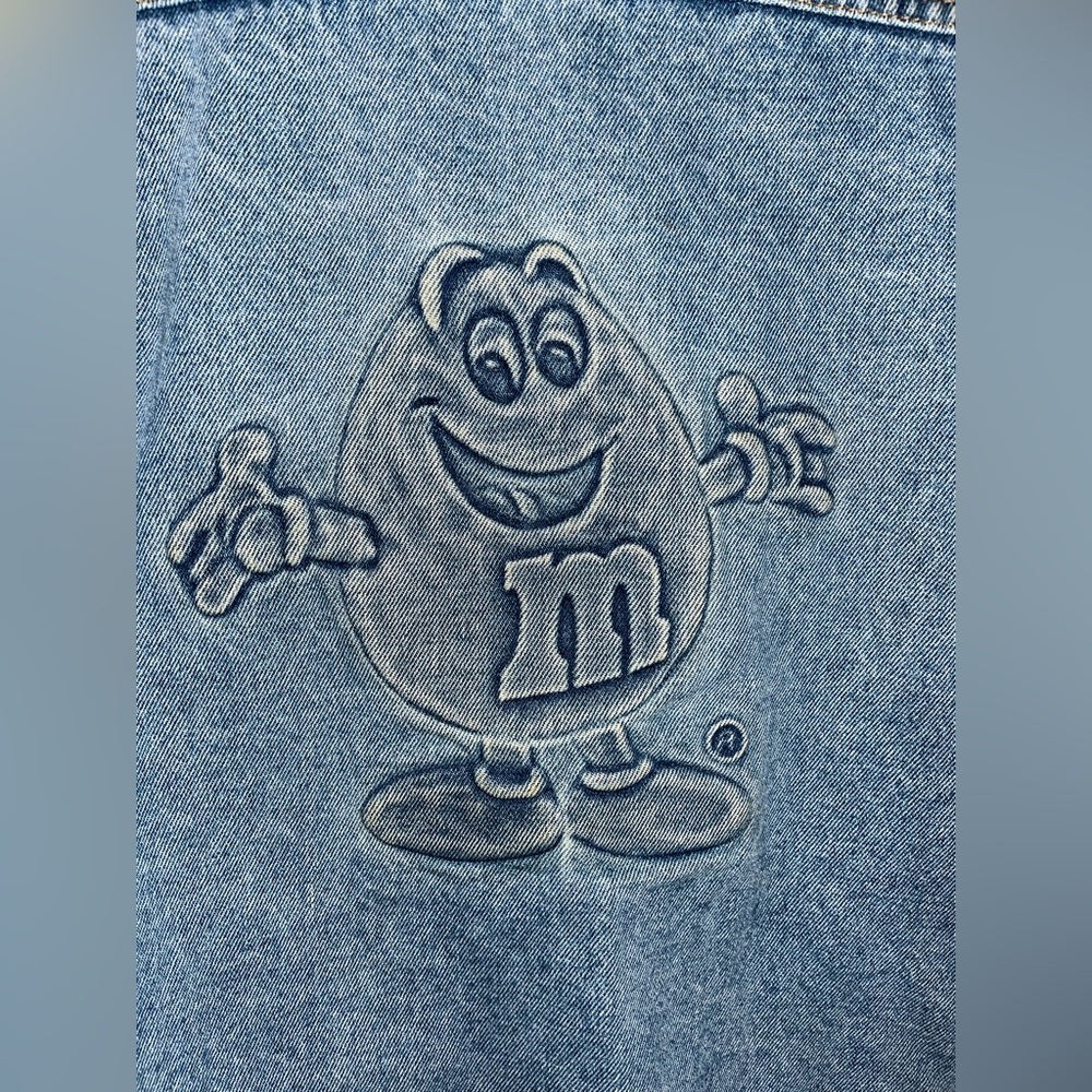 Vintage M&M's Denim Jacket Mens XL Blue Planet Mars Embroidered Candy Promo 90s‌ - Picture 3 of 8